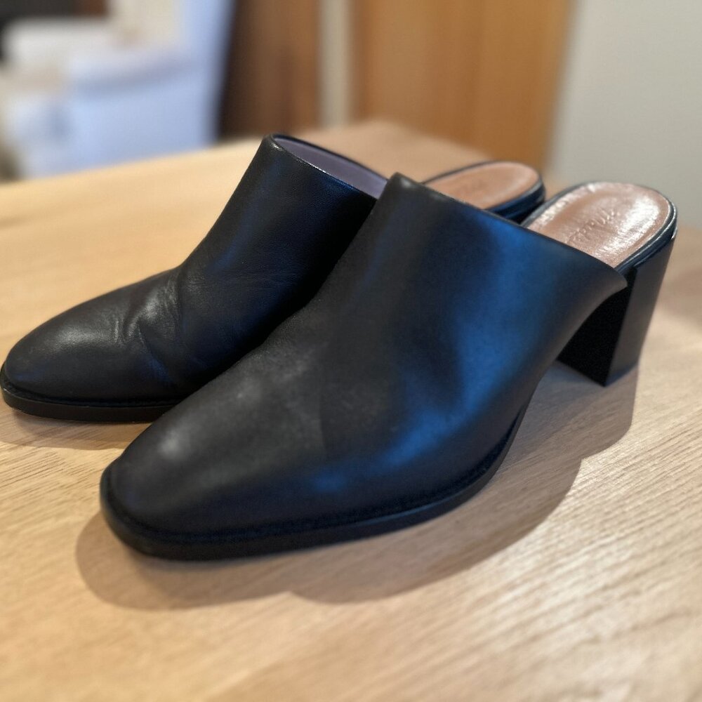 Madewell Harper Black Leather Mules